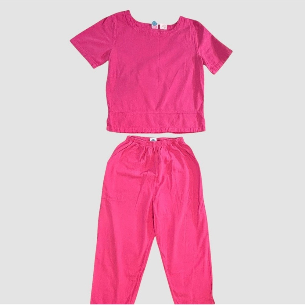 Vintage WEK‎ Matching Set Pink Boxy Relaxed Top Cropped Pants Womens Medium